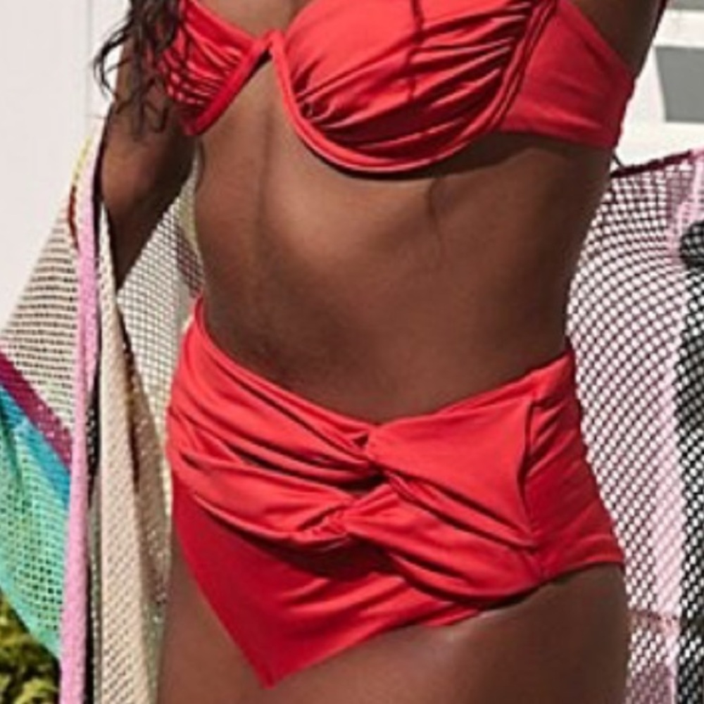 New Agua Bendita x Free People Brina Skaka High Waist Medium Red Bikini Bottoms